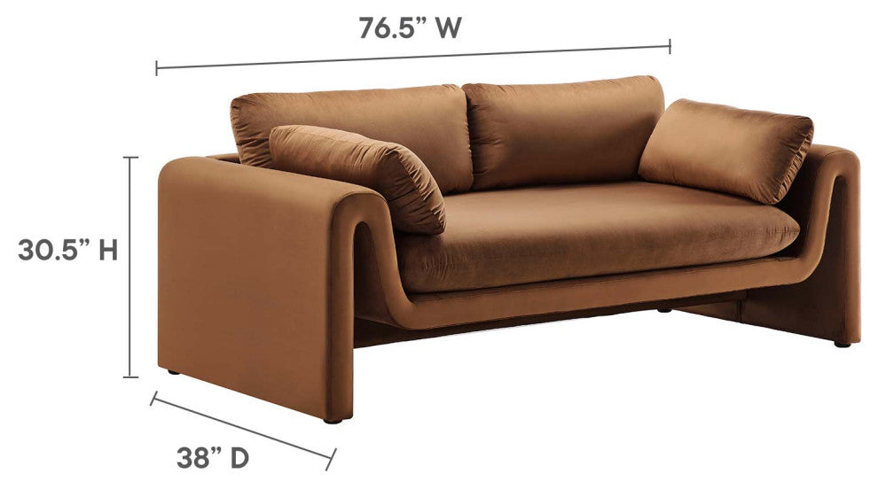 Waverly Performance Velvet Sofa, Brown