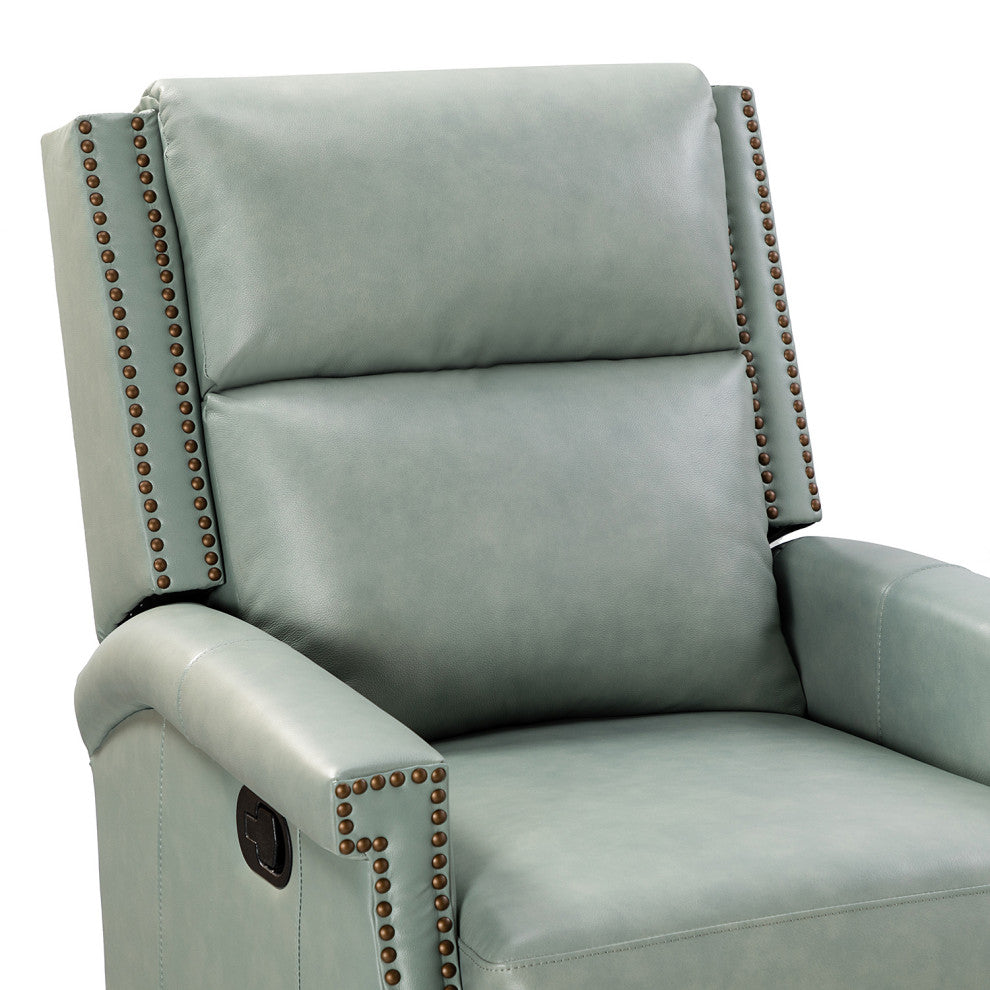 Genuine Leather Swivel Rocker Recliner, Set of 2, Sage