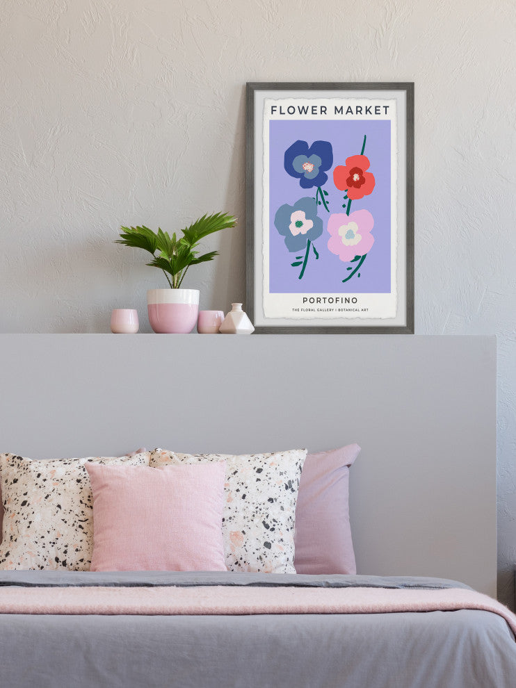 "Flower Market Portofino" Framed Painting Print, 12x18