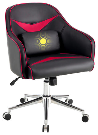 Office Chair Task Desk Swivel Adjustable Height w/ Massage Lumbar Support Red
