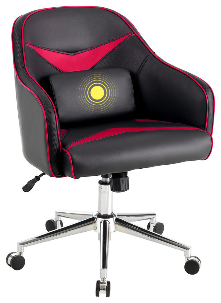Office Chair Task Desk Swivel Adjustable Height w/ Massage Lumbar Support Red