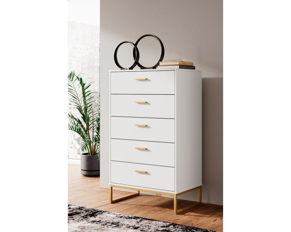 Socalle White/Gold Chest of Drawers