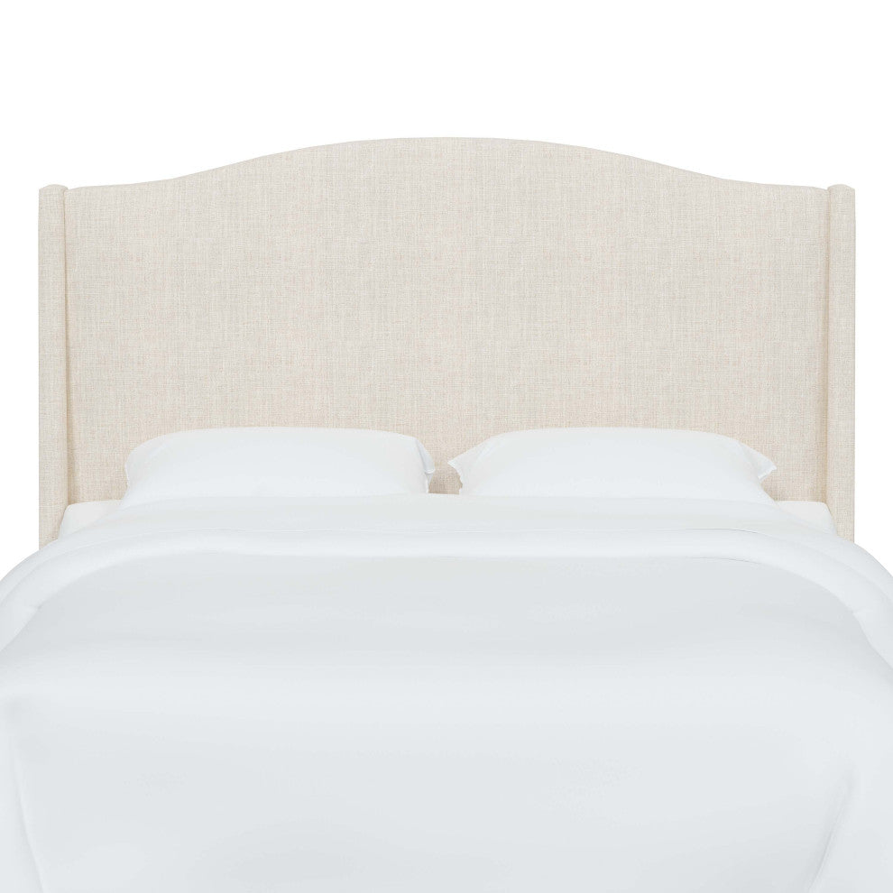 Camelback Wingback Headboard, Linen Talc, Twin