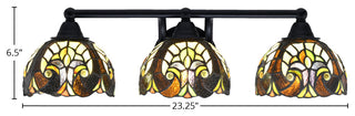 Paramount 3-Light Bath Bar, Matte Black, 7" Ivory Cypress Art Glass
