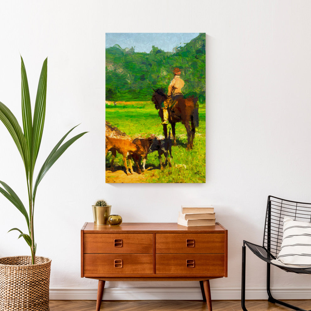 Cowboy on Horse 20x30 Canvas