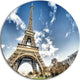 Eiffel Under Dark Cloudy Sky, Landscape Photo Disc Metal Wall Art, 36"