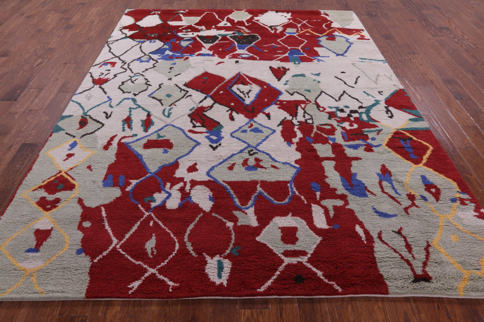 8' 4" X 10' 1" Moroccan Handmade Wool Rug Q9270
