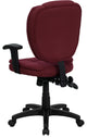Mid-Back Fabric Multi-Functional Ergonomic Swivel Task Chair With Arms, Burgundy