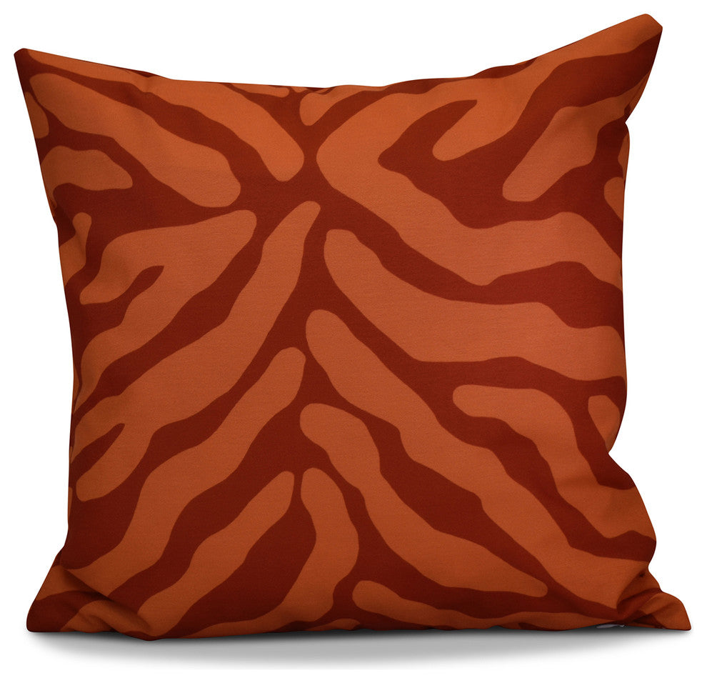 Animal Stripe Geometric Print Pillow, Orange, 16"x16"