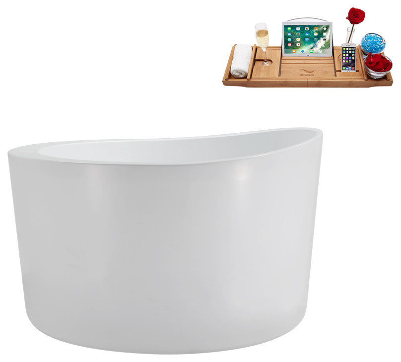 43" Streamline N3780BGL Soaking Freestanding Tub and Tray With Internal Drain