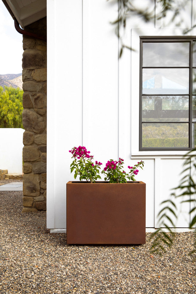Metallic Series Corten Steel Span Planter, Short