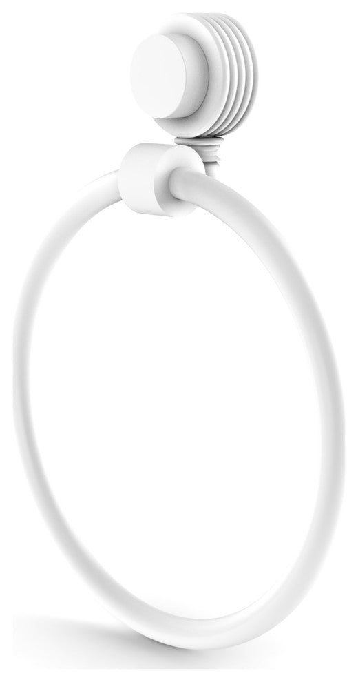 Venus Towel Ring With Groovy Accent, Matte White
