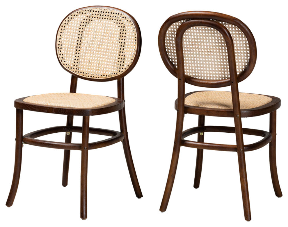 Marcella Mid-Century 2-Piece Dining Chairs, Walnut Brown