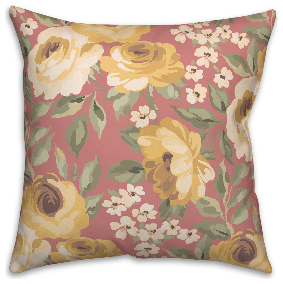 Yellow Flowers 4 16x16 Indoor / Outdoor Pillow