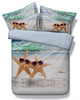 3D Bedding Cool Beach Starfish 4-Piece Duvet Cover Set, Full