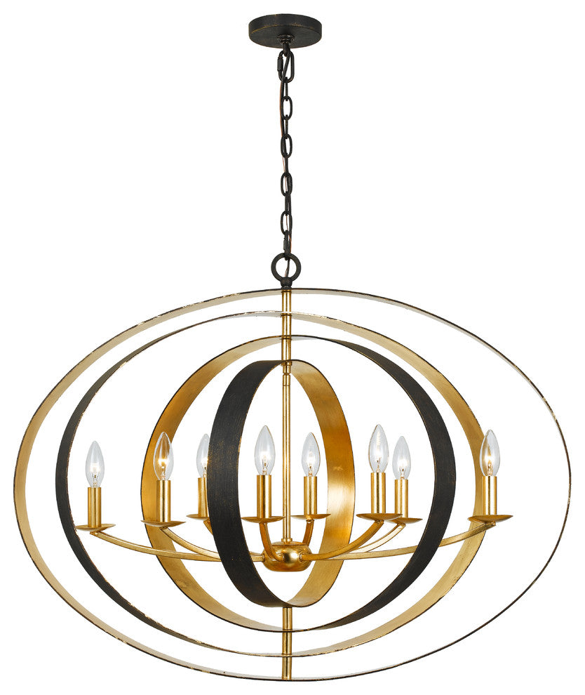 Luna 8-Light Chandelier, English Bronze, Antique Gold