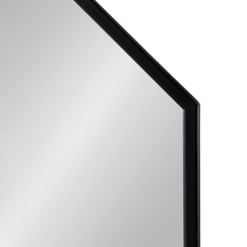 Owing Octagon Wall Shelf Mirror, Gray/Black, 24"x24"