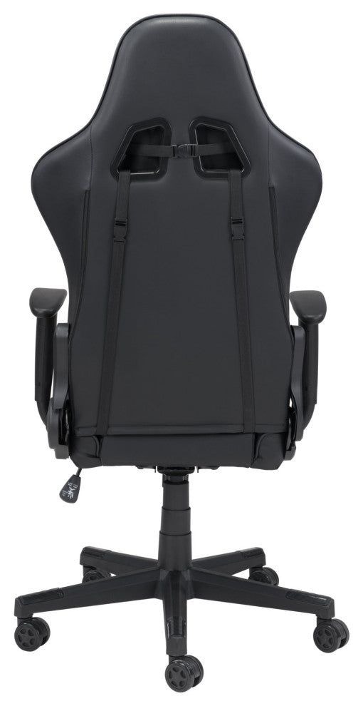 Computer Gaming Chair, Faux Vinyl Leather, Steel, Black, Home Business Office
