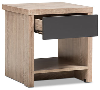 Contemporary Two-Tone Oak and Gray Nightstand