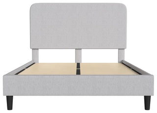 Addison Upholstered Platform Bed - Headboard with Rounded Edges, Light Grey, Queen