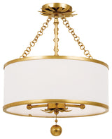 Broche 3 Light Antique Gold Chandelier