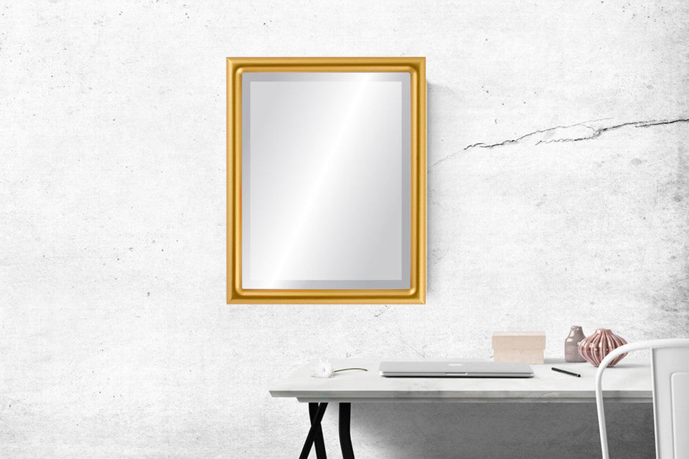 Pasadena Framed Rectangle Mirror, Gold Spray, 19"x25"
