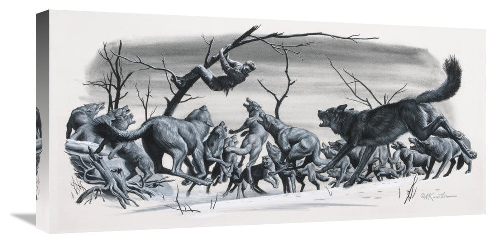 "Hanging by a Thread" Stretched Canvas Giclee by Mort Kunstler, 30x15"