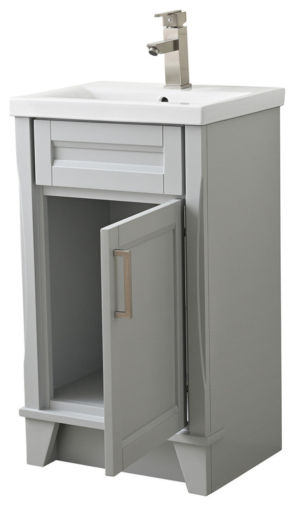 20" Single Sink Vanity With White Ceramic Sink Top, Light Gray
