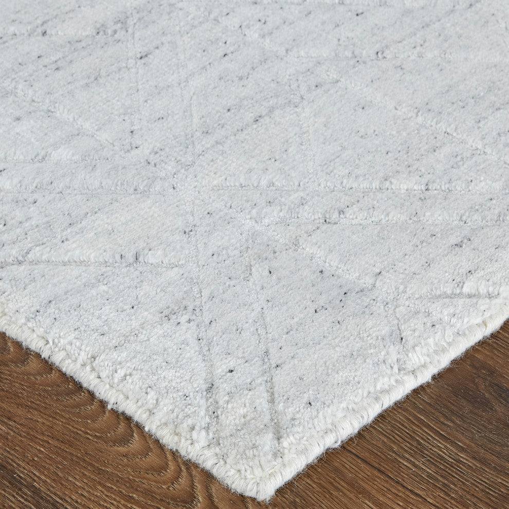 Weave & Wander Bashyr Wool Rug, Carmine Pink/Indigo, 7ft-9in x 9ft-9in