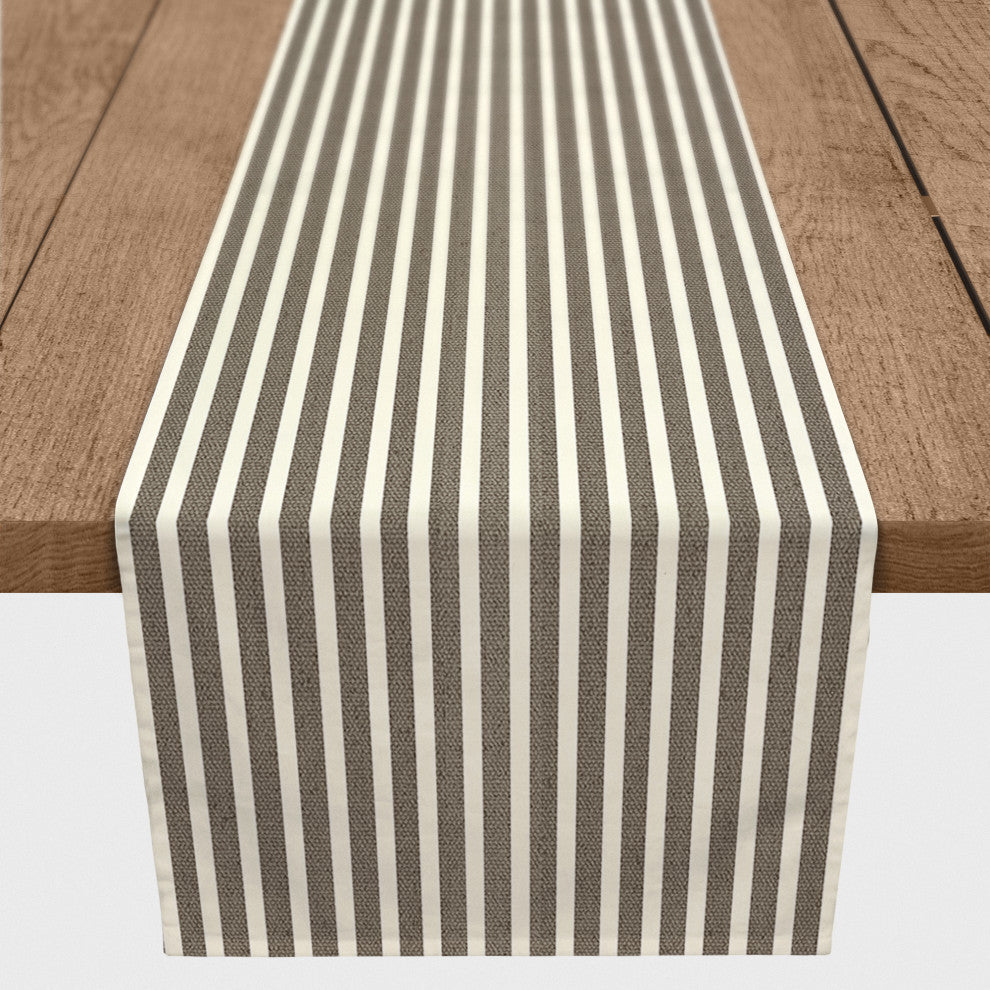 Brown Fabric Stripes 16x90 Cotton Twill Runner