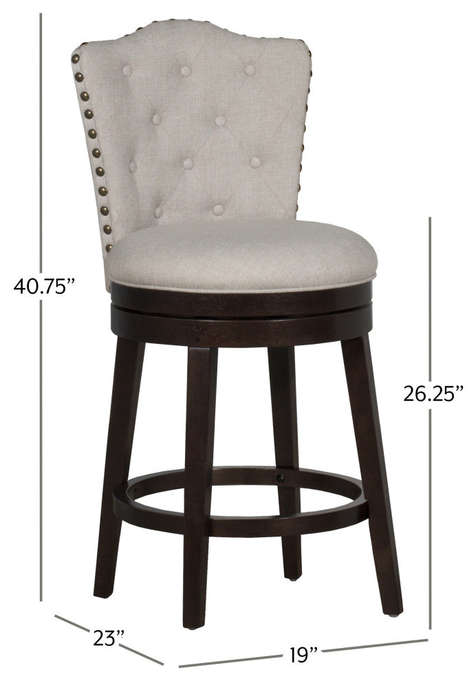 Hillsdale Edenwood Wood Counter Height Swivel Stool with Tufted Back