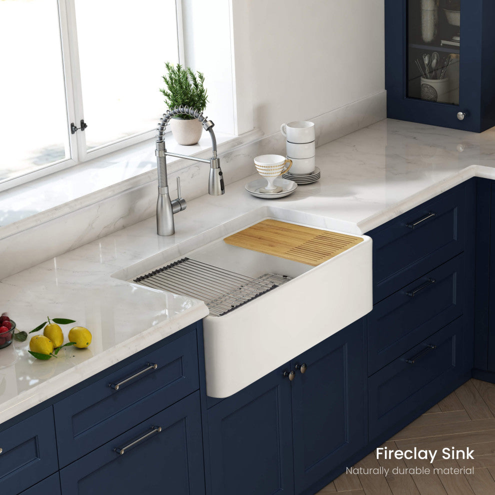 Pure 33"  Kitchen Farmhouse Fireclay Workstation Sink