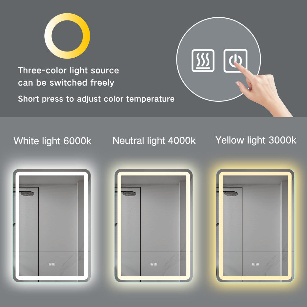 Rectangle Metal Frame LED Mirror, Wall Mirror