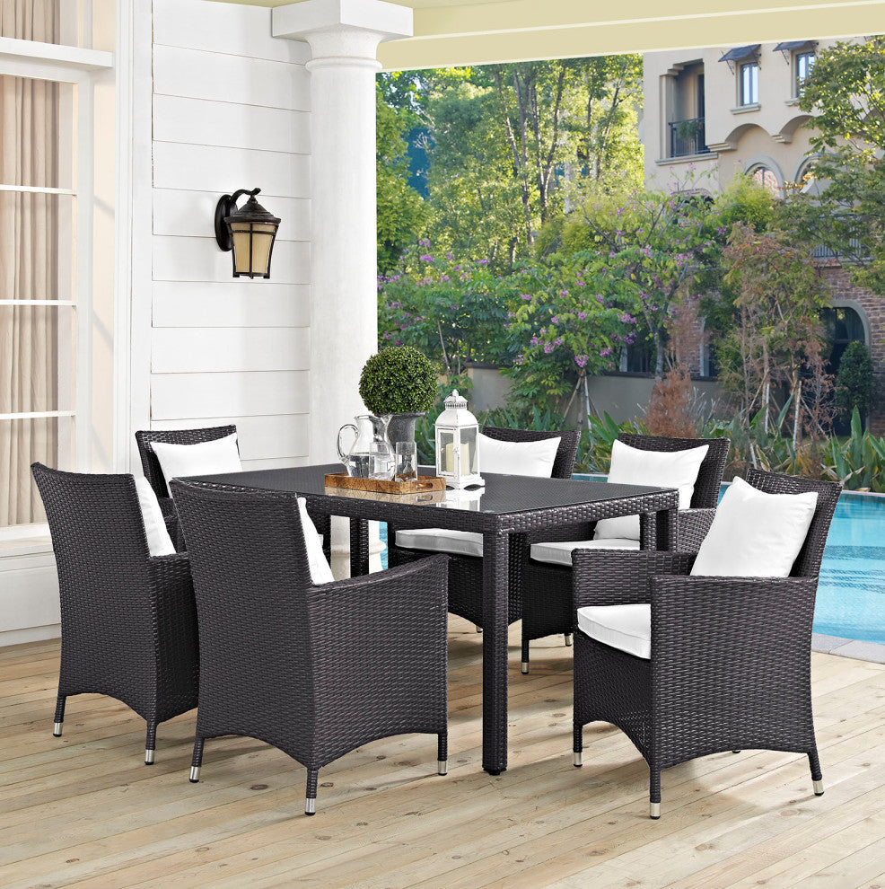 Espresso White Convene 7 Piece Outdoor Patio Dining Set