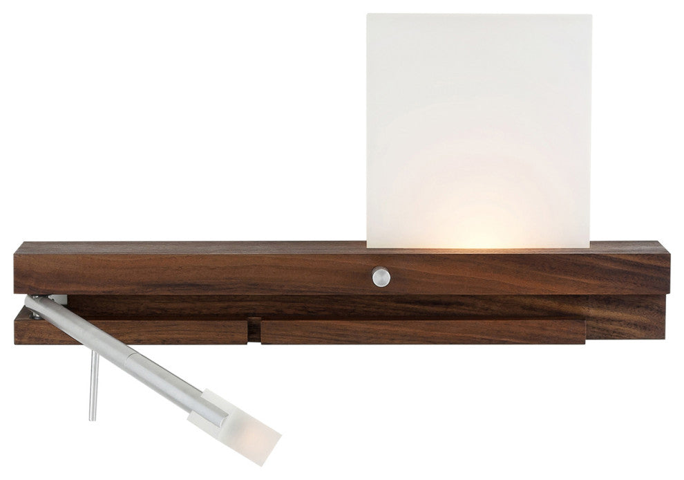 Levo LED Wall Sconce Reading Light With USB Charger, Hardwired, Left Orientation