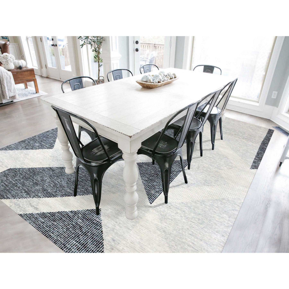 Gray, Pure Wool Hand Knotted, Geometric Art Nouveau Collection Rug, 9'1"x12'1"