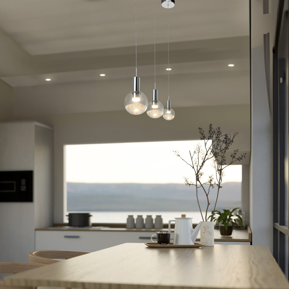 Sienna 5" ETL Certified Integrated LED Pendant Lighting Fixture, Polished Chrome