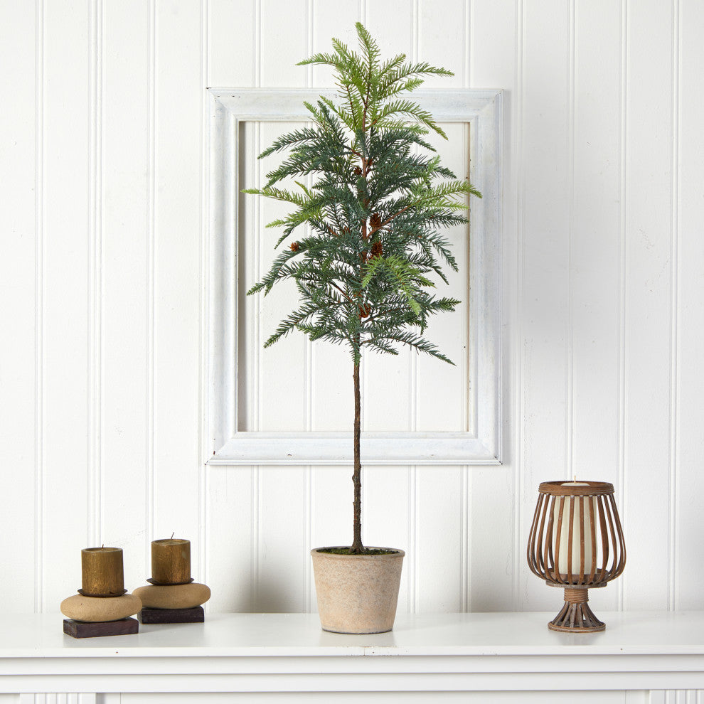 3.5' Winnipeg Artificial Pine Tree, Decorative Planter