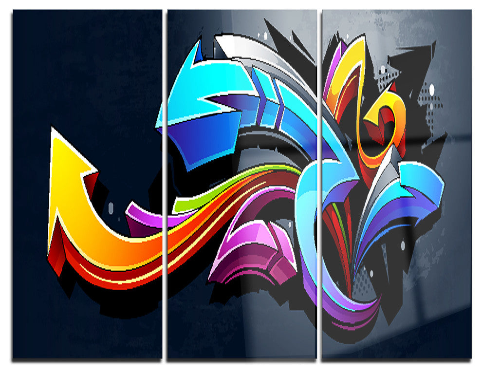 "Direction Street Art" Graffiti Metal Wall Art, 3 Panels, 36"x28"