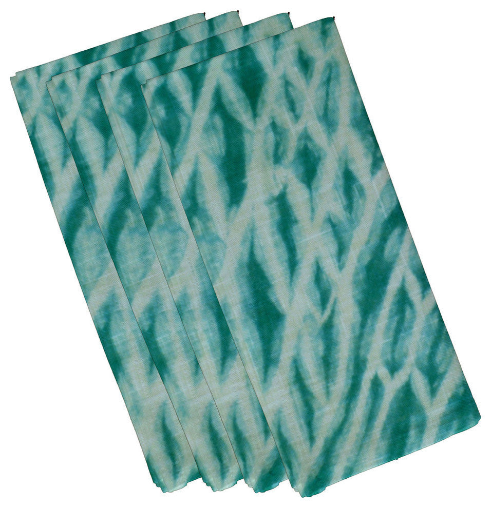 Shibori Stripe, Geometric Print Napkin, Teal, Set of 4