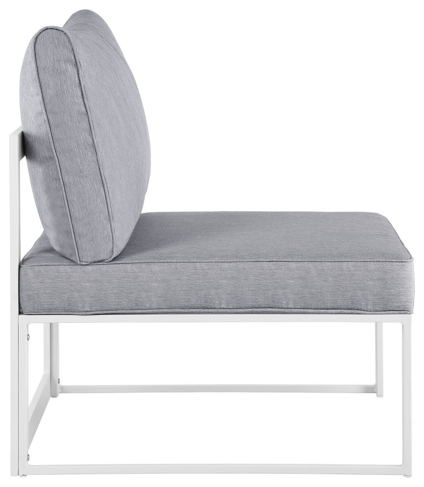 White Gray Fortuna 6 Piece Outdoor Patio Sectional Sofa Set