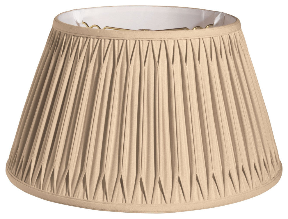 18" Vintage Gold Shallow Drum Smocked Shantung Lampshade
