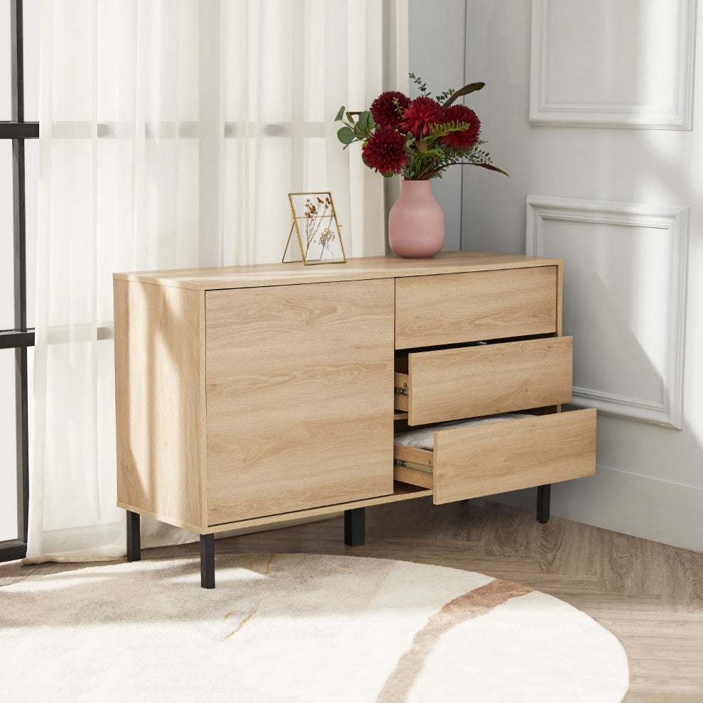 Cairo 47.5" Wide 3 Drawer Sideboard, Oak