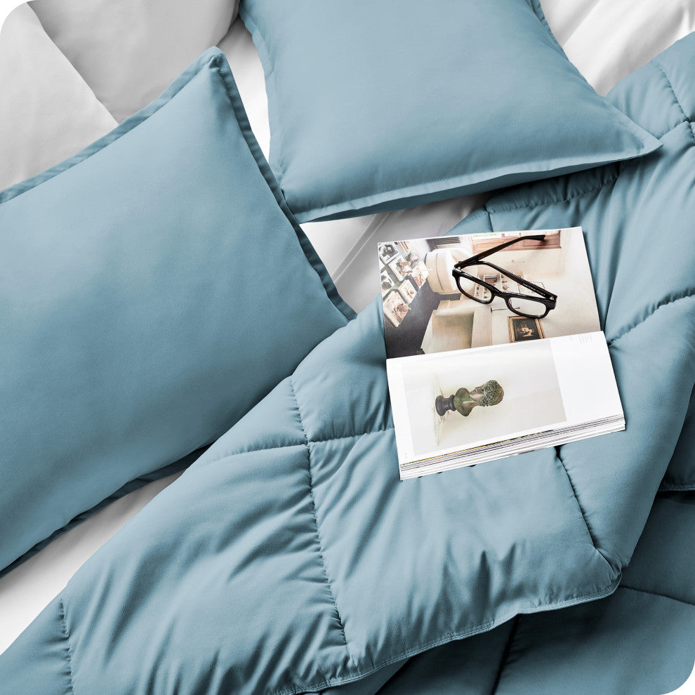 Bare Home Down Alternative Comforter Set, Coronet Blue, Twin/Twin Xl