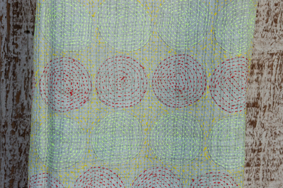 Olive Silk Kantha Throw