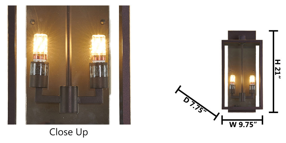 Bronzed Black Stainless Steel Outdoor Wall Sconce With Clear Glass