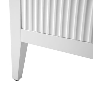 Vanity Art 21" Freestanding Linen Cabinet, Linear White, Matte Black Handle