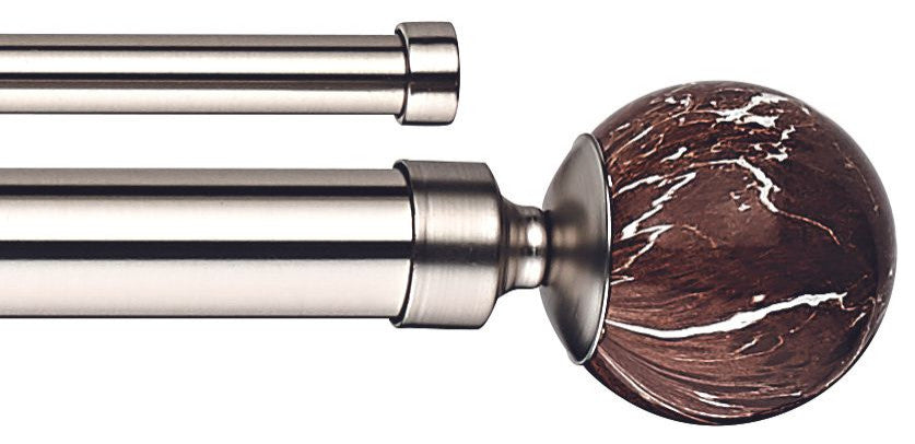 Linen Avenue Brown Marble Double Curtain Rod Set,28 to 48-Inch,Brushed Nickel
