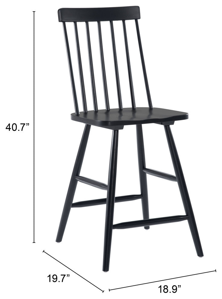 Counter Stool Chair, Wood, Black, Mid Century Bar Kitchen Pub Cafe Bistro