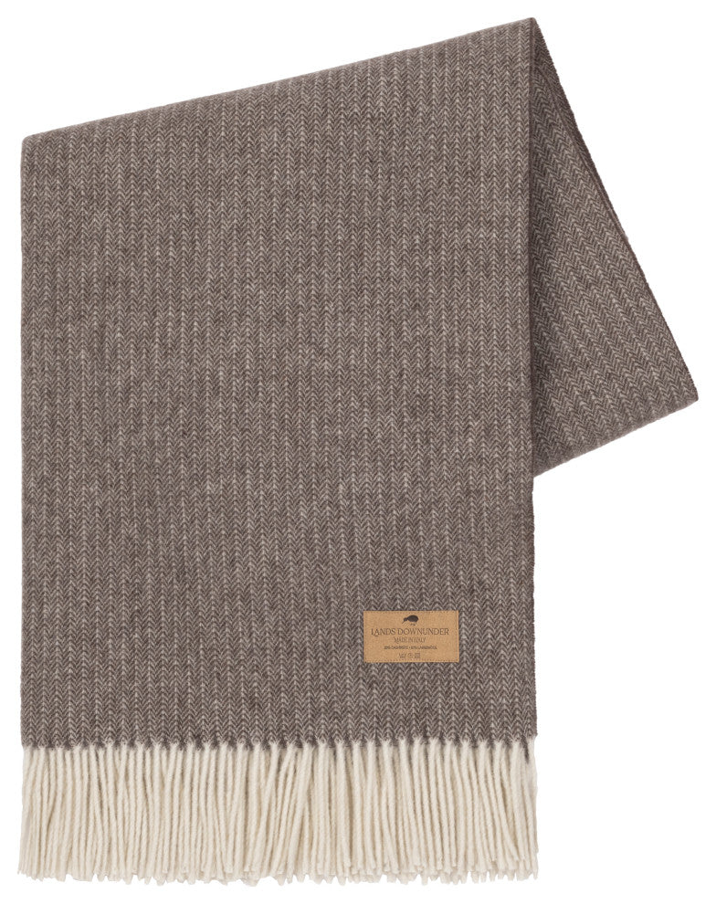 Pinstripe Cashmere Throws, Mocha